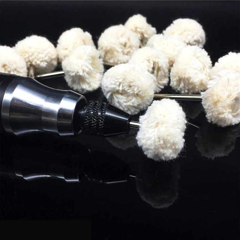 Vleant 20 Pcs 3mm(1/8in) Shank Cotton Strip Polishing Brush Accessories Buffing Jewelry Polishing Grinder kit Head Drill Power Rotary Tool polishing kit - Image 5